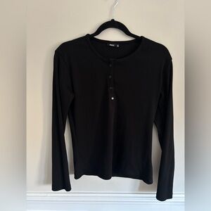 MEXX Black Long Sleeve Buttoned Top